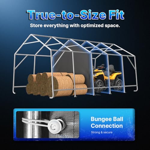 13x20 ft Carport 2 Roll up Doors & Vents Outdoor Portable Storage Shelter Garage Tent for Vehicle Boat Truck Anti