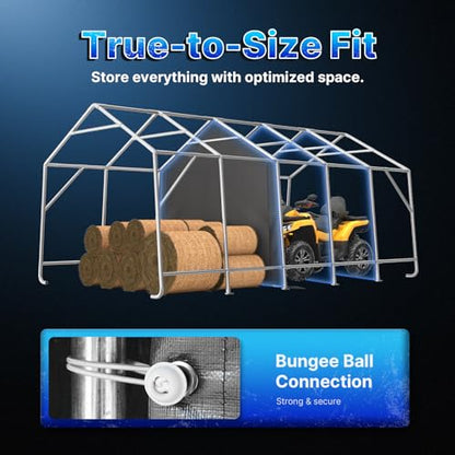 13x20 ft Carport 2 Roll up Doors & Vents Outdoor Portable Storage Shelter Garage Tent for Vehicle Boat Truck Anti