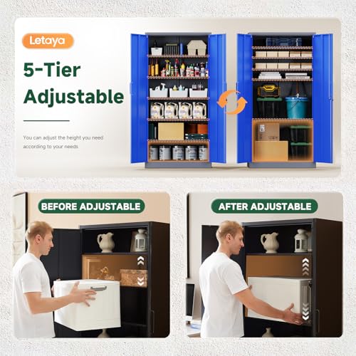 Metal Garage Storage Cabinets with Lock Door and Adjustable Shelves