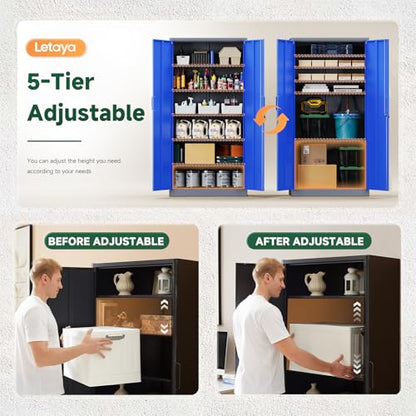Metal Garage Storage Cabinets with Lock Door and Adjustable Shelves
