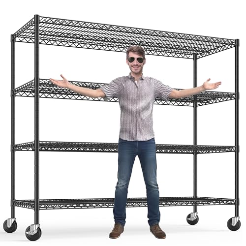 4 Tier Heavy Duty Shelving with Wheels