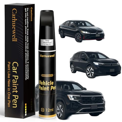 LC9X/2T Deep Black Pearl Touch Up Paint Compatible with Volkswagen, Exact Match Car Paint Pen Automotive Scratch Repair Remover Kit Quick & Easy Solution for Vehicle Chips and Nicks