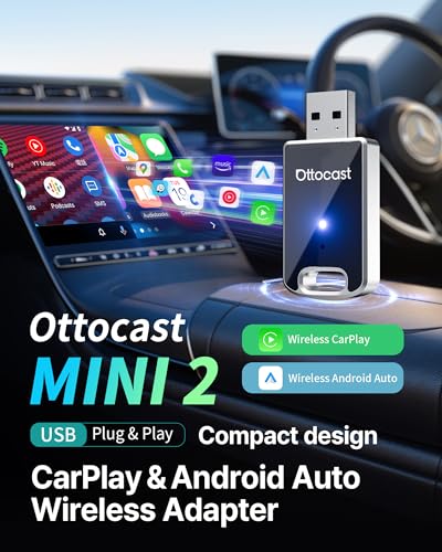 Mini Edge 2 in 1 Wireless Carplay Adapter & Wireless Android Auto Adapter for Apple iPhone Samsung or other AndroidPhone