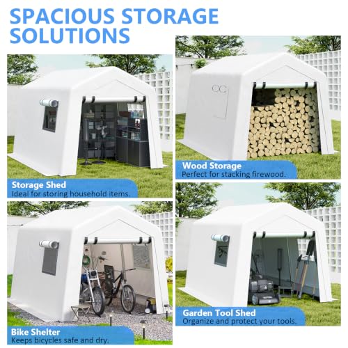 8x10 FT Enclosed Carport with Roll