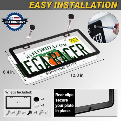 Premium Slim Matte Black License Plate Frames
