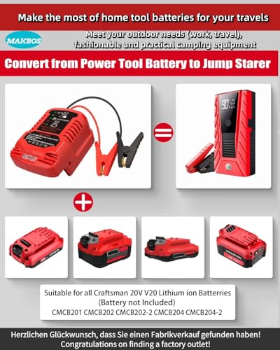 Car Jump Starter Adapter for Craftsman 20V Battery