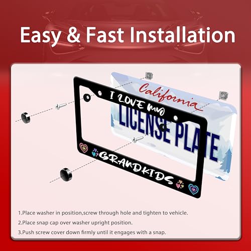 I Love My Grandkids License Plate Frame Stainless Steel 2