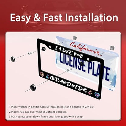I Love My Grandkids License Plate Frame Stainless Steel 2