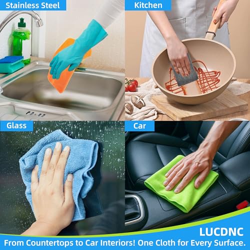 Microfiber Cleaning Cloths 16 Pack 8 Colors 11.5"x11.5" (16 Count)