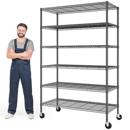Heavy Duty 6 Tier Rolling Storage Shelves with Wheels for Garage