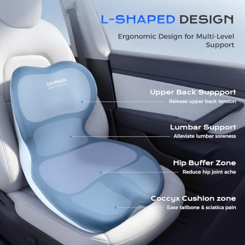 Car Seat Cushion and Lumbar Support Pillow One Piece