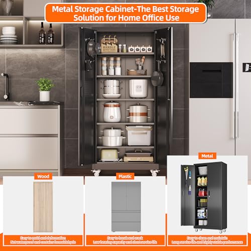 71" Metal Storage Cabinet with Wheels