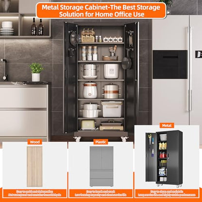71" Metal Storage Cabinet with Wheels