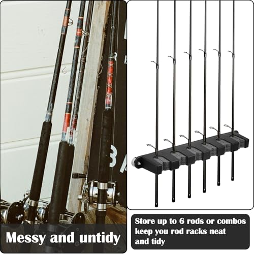 2 Pcs Magnetic Fishing Rod Holder Fishing Pole Rack for Car Portable Vertical Rod Storage Holders for Truck Bed Boat Pickup Garage Door Wall Ceiling Snowboard (2 Count)