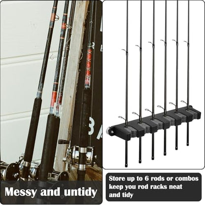 2 Pcs Magnetic Fishing Rod Holder Fishing Pole Rack for Car Portable Vertical Rod Storage Holders for Truck Bed Boat Pickup Garage Door Wall Ceiling Snowboard (2 Count)