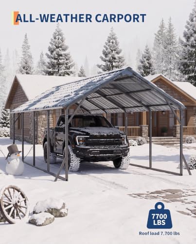 11x20 FT Metal Carport with Vertical Roof