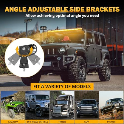 50 Inch LED Straight Light Bar 6 Modes Amber White Strobe Lights