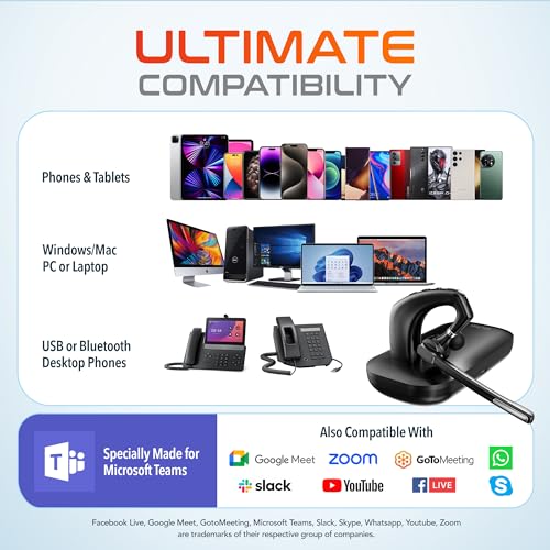 Wireless Headset for Computer with Charging Case