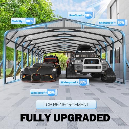 20X40 FT Heavy Duty Metal Carport Canopy with Triangle Frame Base
