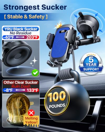 True Upgrade for Safety] YRU Car Phone Holder Mount [Patent & Military
