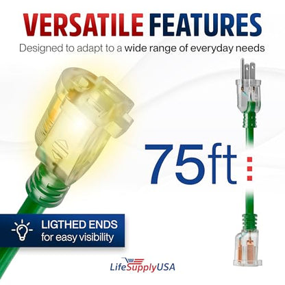 75ft Outdoor Indoor Extension Cord 14
