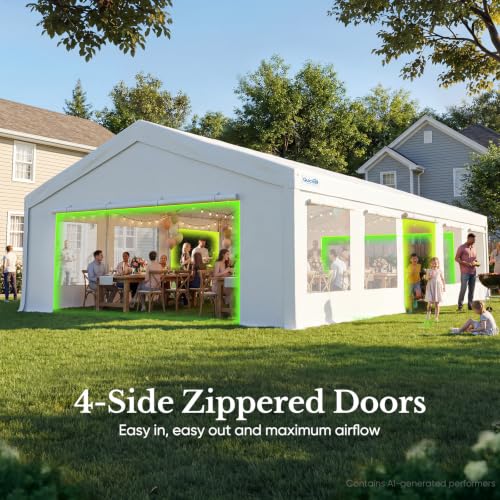 20x30ft Heavy Duty Party Tent Outdoor Canopy with Mesh Windows
