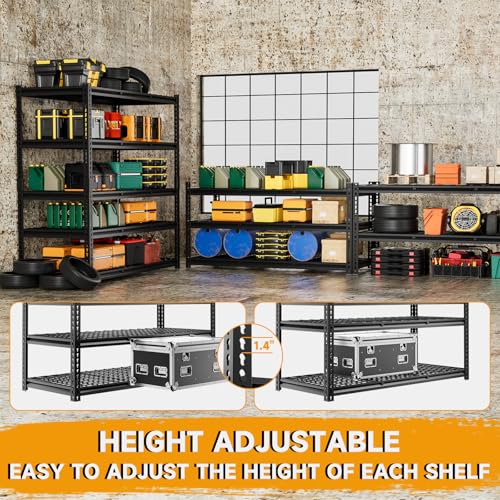 5 Tier 60”W x 20”D x 78”H Heavy Duty Metal Garage Shelving Units 3300LBS Metal Storage Rack Adjustable Industrial Storage Shelves 60 Inch Shelf
