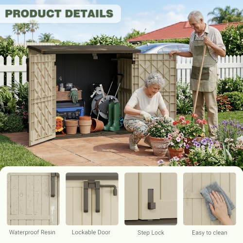 Waterproof Outdoor Storage Box 36 Cu Ft with Lockable Doors