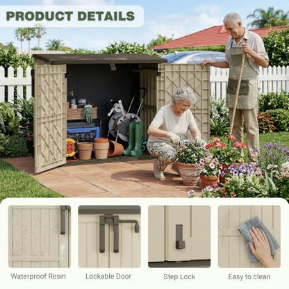 Waterproof Outdoor Storage Box 36 Cu Ft with Lockable Doors