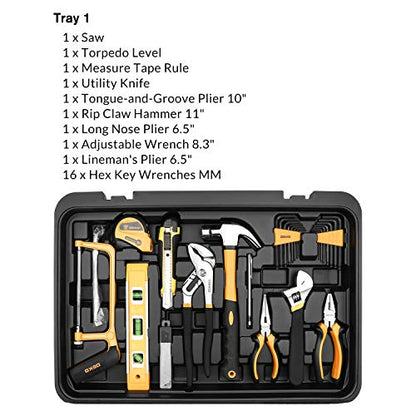 258 Piece Tool Kit with Rolling Tool Box Socket Wrench Hand Tool Set Mechanic Case Trolley Portable (258 Count)
