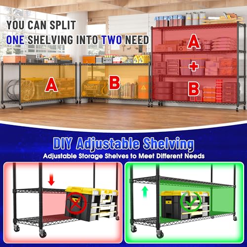 4 Tier Heavy Duty Shelving with Wheels