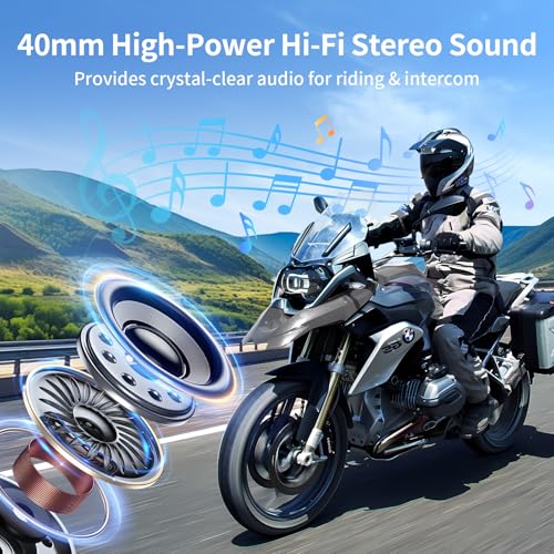 FX4 Pro Motorcycle Helmet Bluetooth Intercom with AI Voice Control (2 Count)