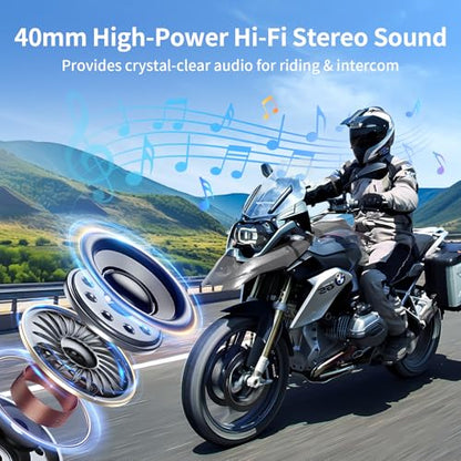 FX4 Pro Motorcycle Helmet Bluetooth Intercom with AI Voice Control (2 Count)