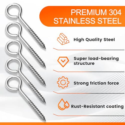 8Pcs Self Tapping Eyelet Screw Eye Bolt