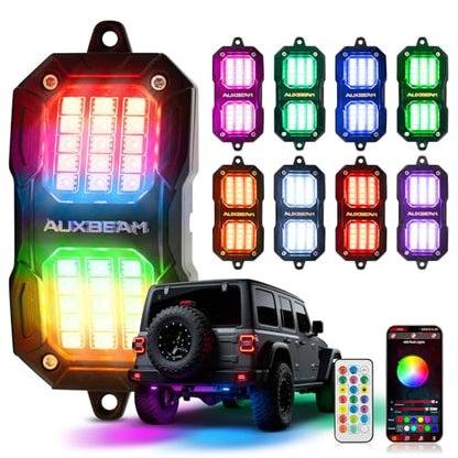8 Pods RGB LED Rock Lights for Trucks UTV Boat (8 Count)