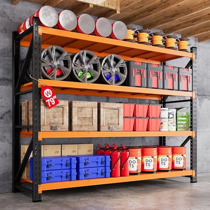 79” Wide Heavy Duty Metal Garage Shelving