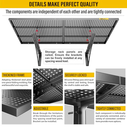 4Pack 2x3ft Adjustable Metal Garage Wall Shelving Heavy Duty Garage Storage Shelf Wall Mounted Black (4 Count)