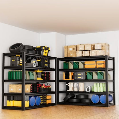 5 Tier 60”W x 24”D x 78”H Garage Shelving Adjustable Metal Storage Shelves 3300LBS Garage Shelving Heavy Duty Utility Shelf Unit Storage Racks for Warehouse (5 Count)