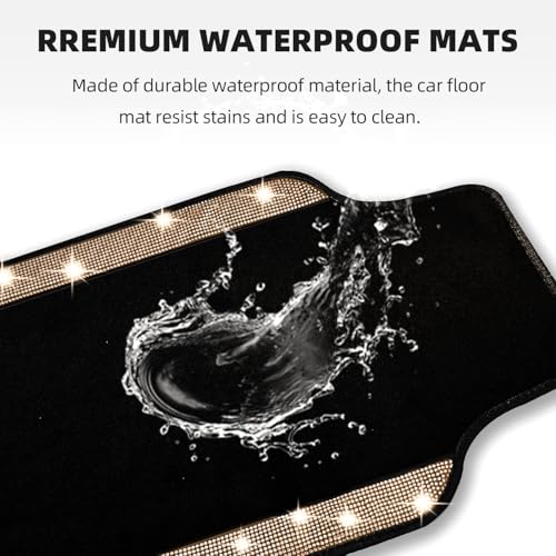 Bling Car Floor Mats Full Set and Steering Wheel Cover (5 Count)