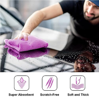 30 Pcs 16 x 16 Inch Edgeless Microfiber Plush Towels for Cars Detailing Drying Wash Polishing Absorbent Cleaning Cloths