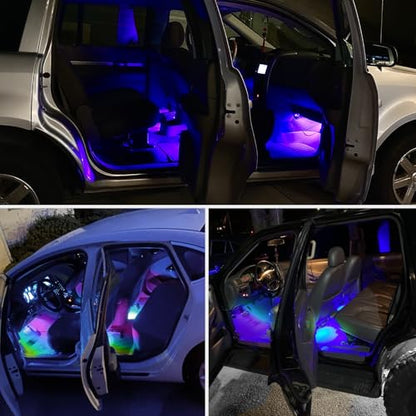 4PCS Interior Car Strip Lights Cigarette Lighter Dream Color RGB