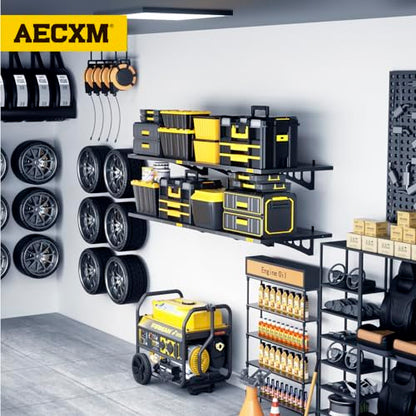 4 Pack 1.64x4ft Adjustable Garage Wall Shelving 1120lbs Load Capacity Heavy Duty Wall Mounted Storage Shelf Metal Floating Shelves for Garage (4 Count)