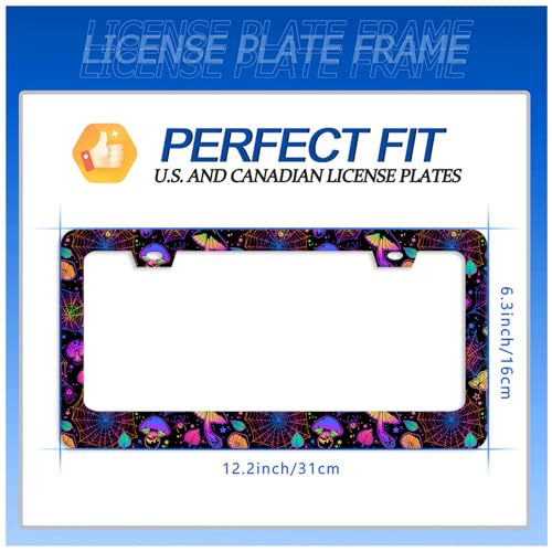 Hippie Mushroom License Plate Frame Stainless Steel Car Accessory6.3x12.3In