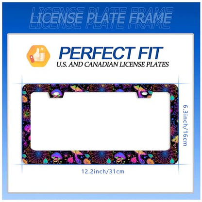 Hippie Mushroom License Plate Frame Stainless Steel Car Accessory6.3x12.3In