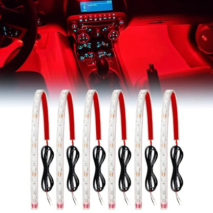 Red LED Underglow Strip Lights 12V 32CM IP67 for Car Golf Cart Pack of 6 (6 Count)