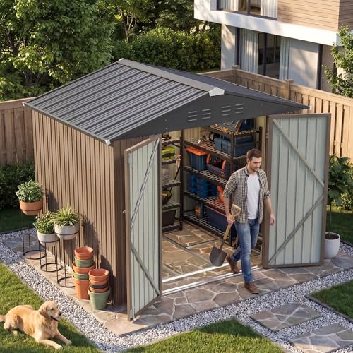 8x6 FT Outdoor Storage Shed with Floor Frame