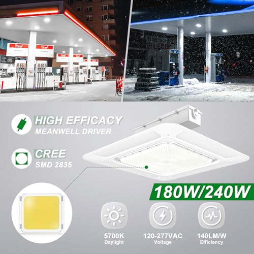 LED Gas Station Canopy Light 180W Garage Carport Ceiling Light Fixture