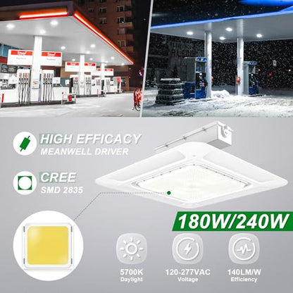 LED Gas Station Canopy Light 180W Garage Carport Ceiling Light Fixture