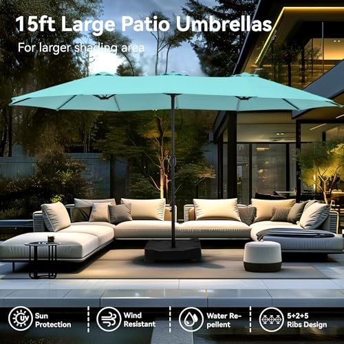 15ft Large Outdoor Patio Umbrella with Base Included