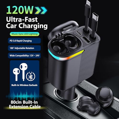 Built in Earbuds 120W Retractable 4